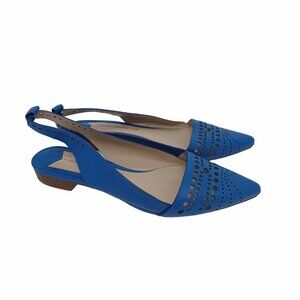 🤩RARE Women's Sandals Shoes Sz 7.5 Leather 10 Crosby Derek Lam Blue Ankle Strap